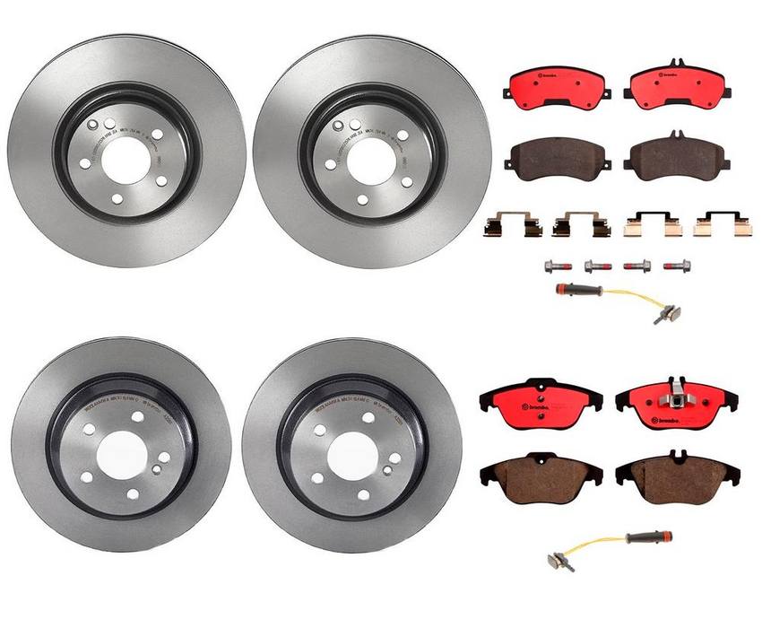 Mercedes Brakes Kit - Pads & Rotors Front and Rear (330mm/300mm) (Ceramic) 2115401717 - Brembo 1635680KIT